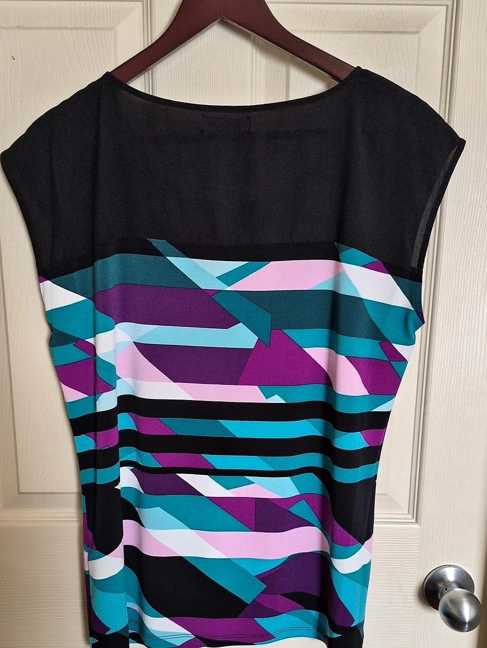 Calvin Klein Geometric Mini Dress in Black & Blue Size Large Like New